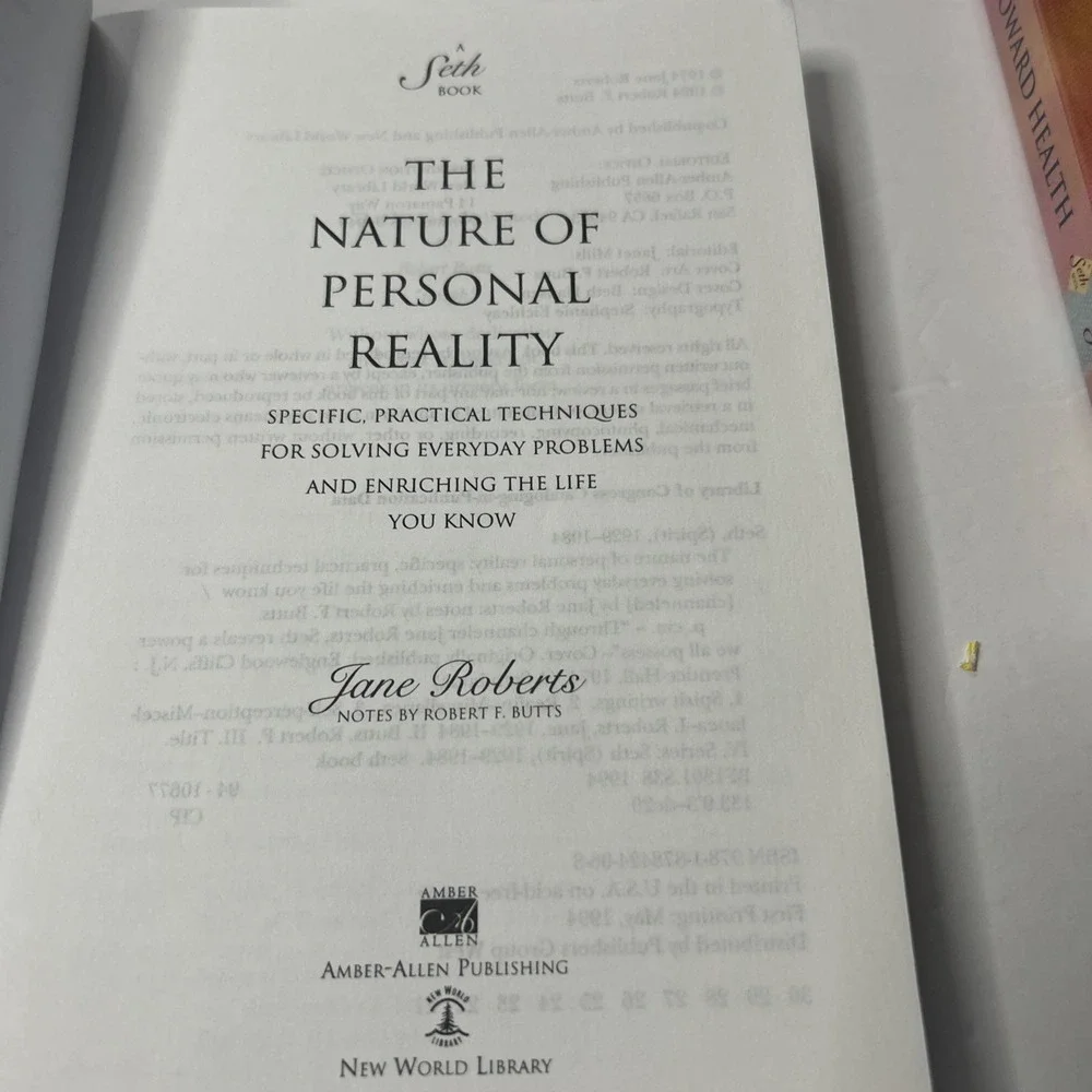 The Way Toward Health/ The Nature Of Personal Reality by Jane Roberts/Seth Book3